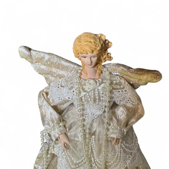 Vtg Blonde Angel Tree Topper Christmas Decoration - Picture 2 of 6